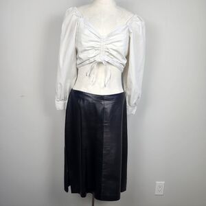 Black Leather Knee Length Skirt Women's Size 12